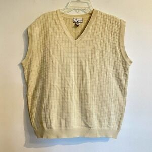Vintage 2XLT Paulo Avanti Sweater Vest Cream Acrylic V Neck 1980s Lightw…